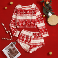 Cozy Christmas Coral Fleece Lounge Set – Long Sleeve Top & Shorts