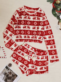 Cozy Christmas Coral Fleece Lounge Set – Long Sleeve Top & Shorts